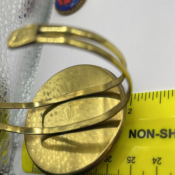 9/3 Todays show gift Big vintage mosaic brass red blue necklace pendant & more - Picture 13 of 14